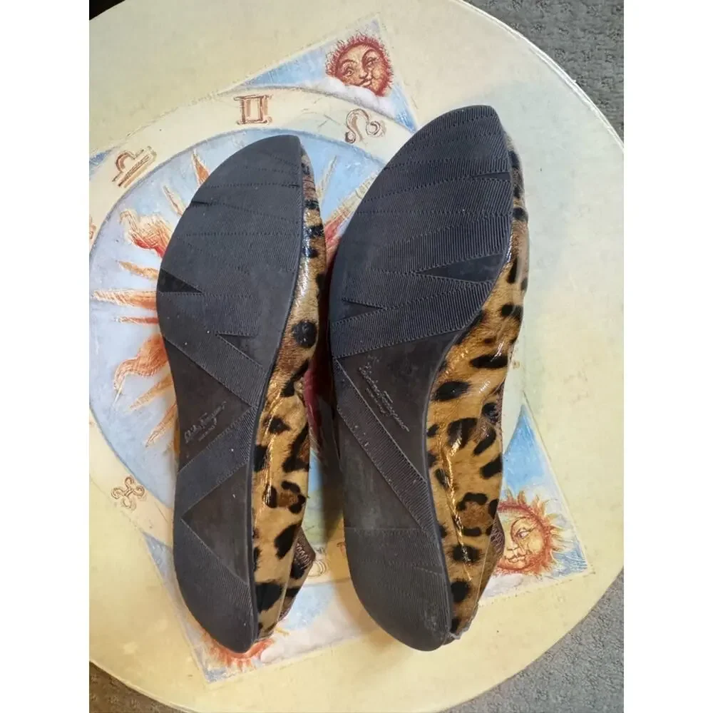 Salvatore Ferragamo Leopard-Print Bow Ballet Flats - Brown